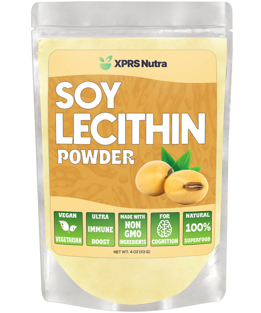 XPRS Nutra Soy Lecithin Powder – Food Grade Emulsifier (Vegan, 4 oz) BritishVita | Premium UK Vitamins & Wellness Supplements