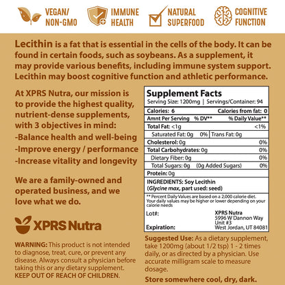 XPRS Nutra Soy Lecithin Powder – Food Grade Emulsifier (Vegan, 4 oz)