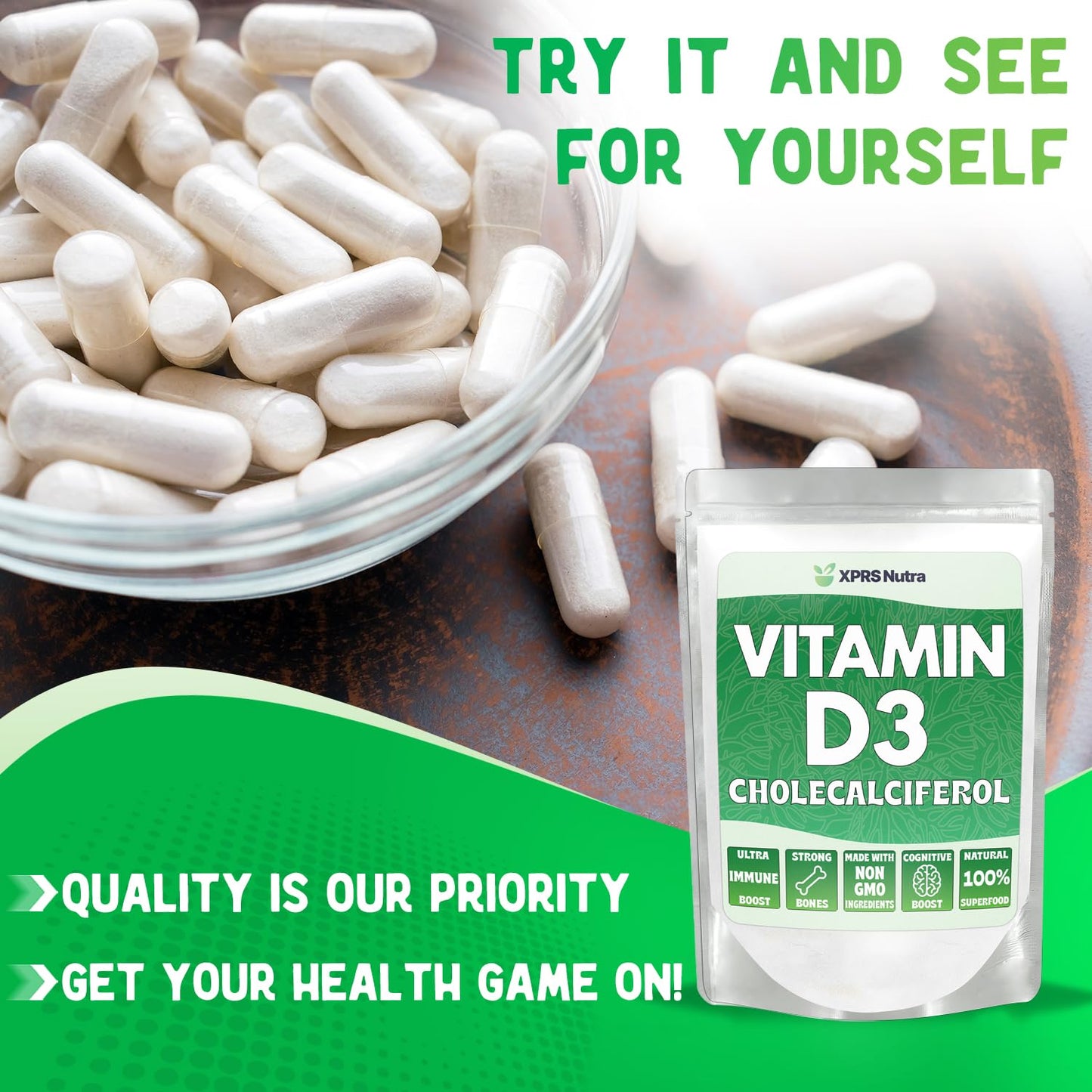 XPRS Nutra Vitamin D3 Powder (Cholecalciferol) - Unflavored D3 Powder - 8oz