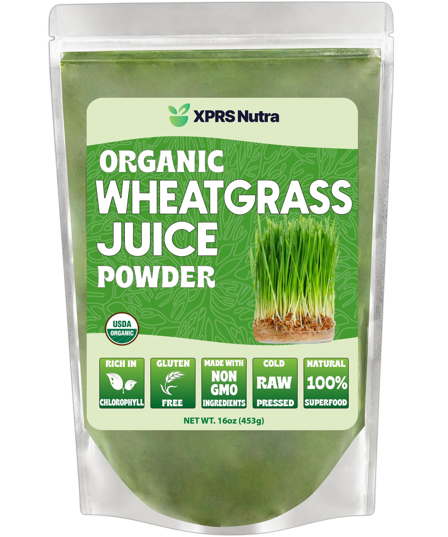 XPRS Nutra Organic Wheatgrass Juice Powder – Sustainably Grown – 16 oz
