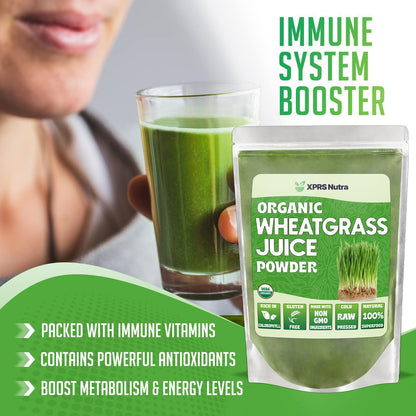 XPRS Nutra Organic Wheatgrass Juice Powder – Sustainably Grown – 16 oz