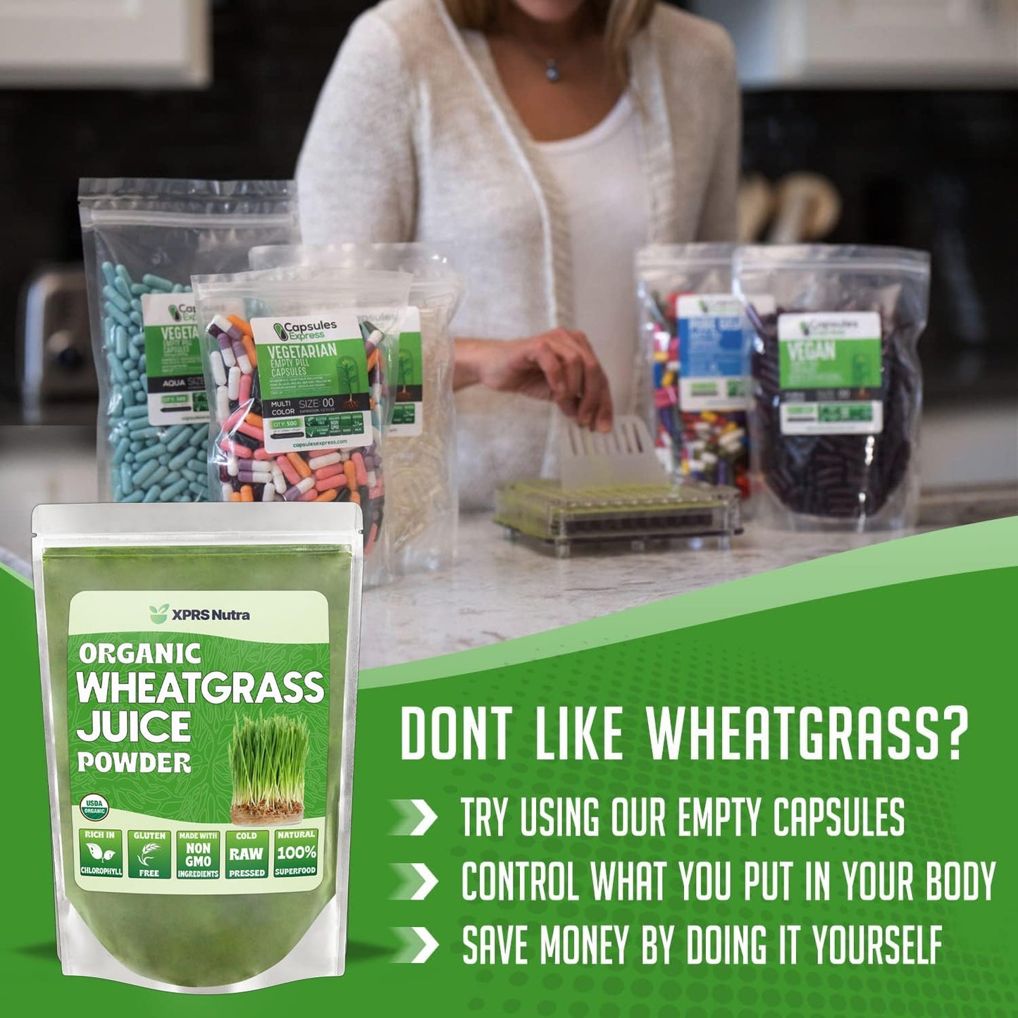 XPRS Nutra Organic Wheatgrass Juice Powder – Sustainably Grown – 16 oz