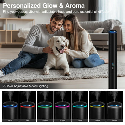 XspideM Waterless Scent Diffuser Starter Kit — 2,000 Sq Ft Coverage, 5 Oils, Remote, Black, 40in