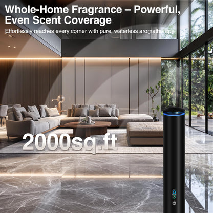 XspideM Waterless Scent Diffuser Starter Kit — 2,000 Sq Ft Coverage, 5 Oils, Remote, Black, 40in