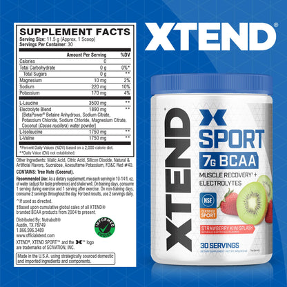 XTEND Sport BCAA Powder – Strawberry Kiwi Splash (30 Servings)