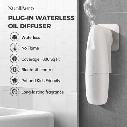 XunliAero Waterless Plug-in Diffuser 100ml | Nano Mist, App/Bluetooth Control, Large Room