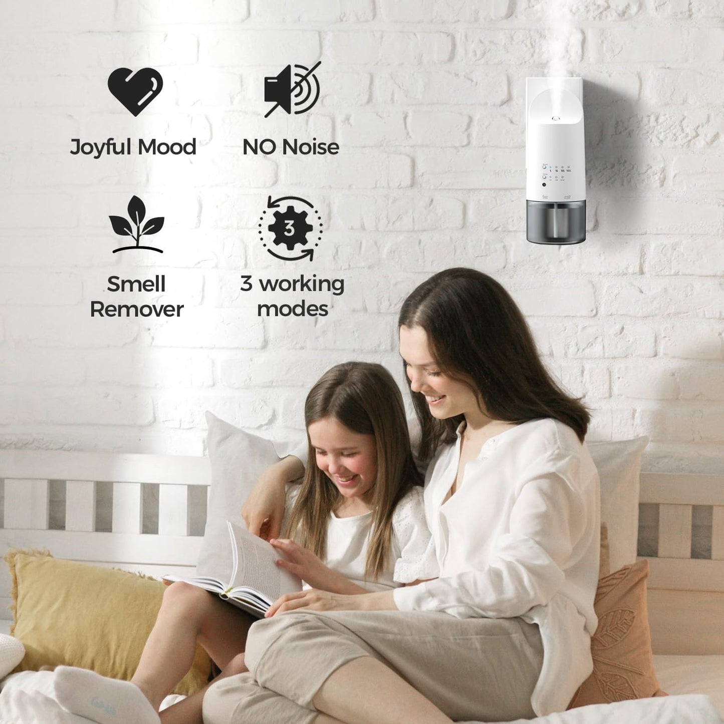 XunliAero Plug-in Waterless Diffuser — 500 sq ft Coverage, Nano Mist, Auto Day/Night, 160 ml