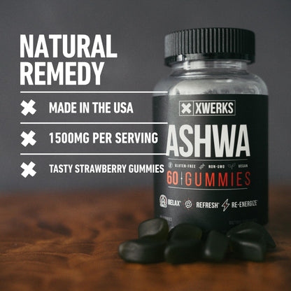 XWERKS Ashwagandha Gummies – Extra Strength 1500mg | Immune Support, Stress Relief & Endurance | 60 Count