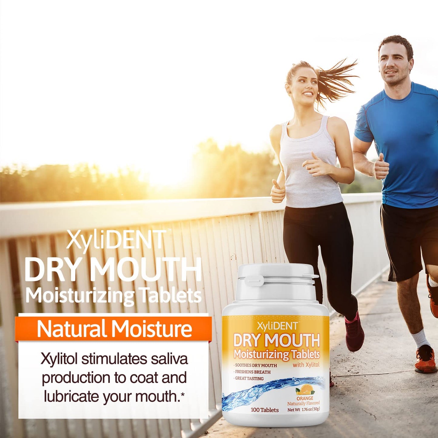 Nature's Stance XyliDENT Xylitol Tablets – Dry Mouth Relief, Orange, 2-Pack (100 Count per Pack)