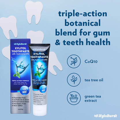 XyloBurst Hydroxyapatite Toothpaste with Xylitol – Fluoride-Free, USA Made