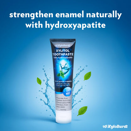 XyloBurst Hydroxyapatite Toothpaste with Xylitol – Fluoride-Free, SLS-Free, Made in the USA, Cool Mint 4 oz