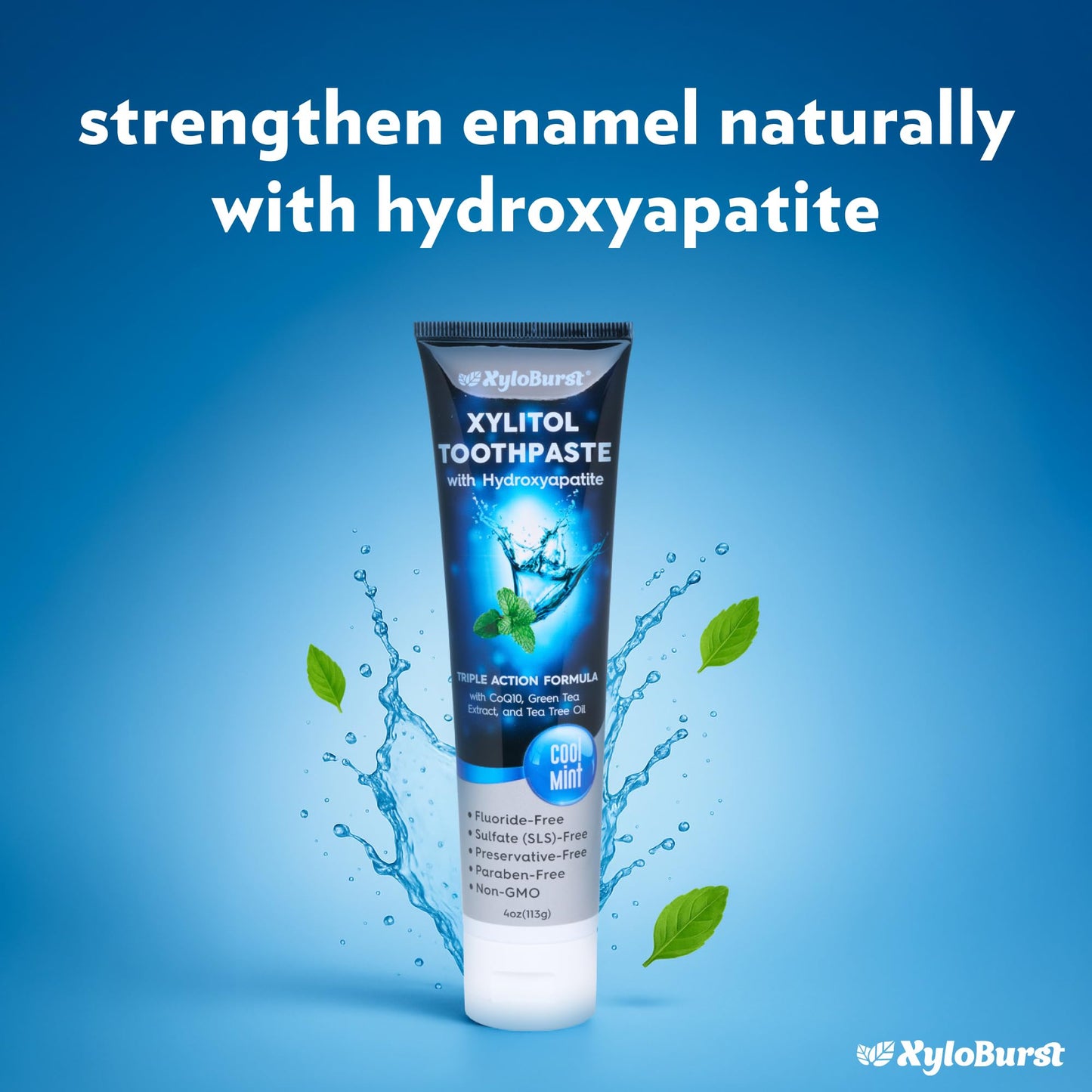 XyloBurst Hydroxyapatite Toothpaste with Xylitol – Fluoride-Free, USA Made