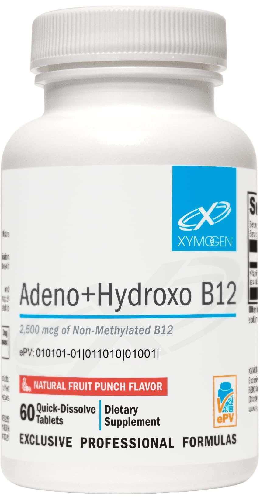 XYMOGEN Adeno+Hydroxo B12 (2,500 mcg) – Quick-Dissolve Lozenges for Cognitive Support