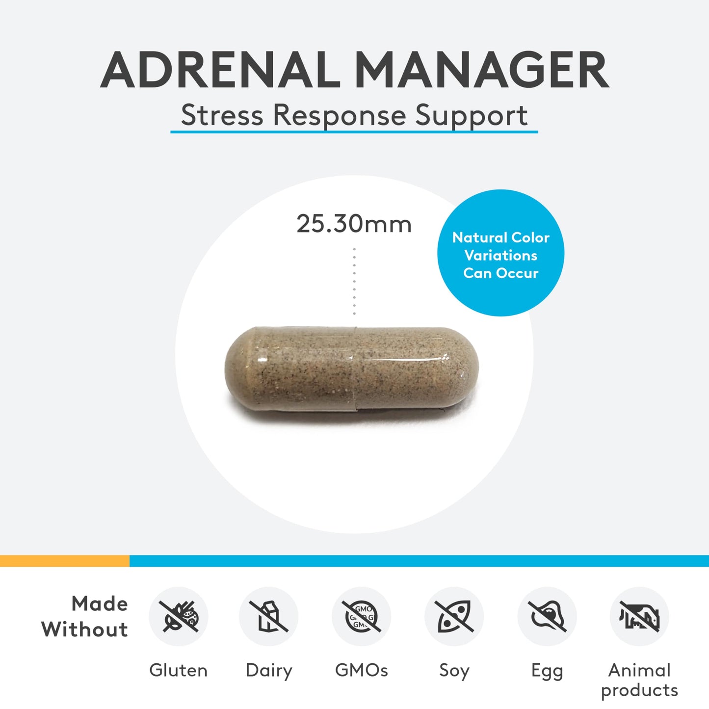 XYMOGEN Adrenal Manager Supplement - Energy, Stress Response + Adrenal Gland Support - with L-Tyrosine, Zinc Chelate, VIT B6, Magnesium, Pantothenic Acid, Rhodiola Rosea (60 Capsules)