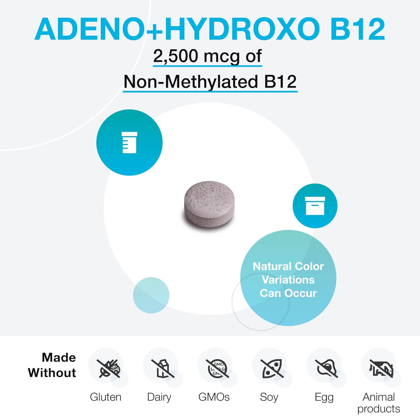 XYMOGEN Adeno+Hydroxo B12 (2,500 mcg) – Quick-Dissolve Lozenges for Cognitive Support
