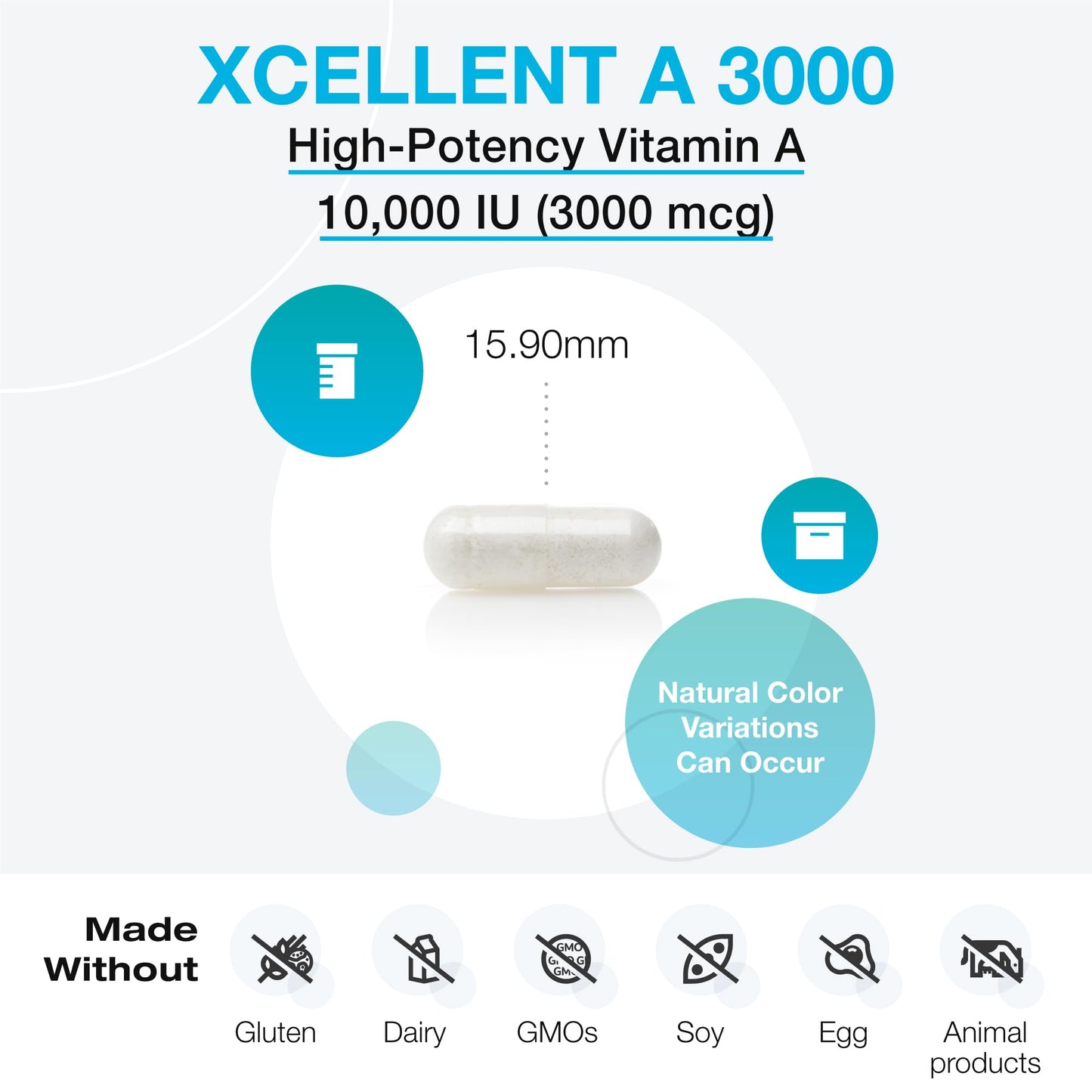 XYMOGEN Xcellent A 3000–10,000 IU Vitamin A (Retinyl Palmitate) - Immune & Skin Support, 60 Capsules Pack of 2