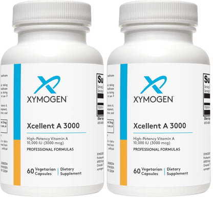 XYMOGEN Xcellent A 3000–10,000 IU Vitamin A (Retinyl Palmitate) - Immune & Skin Support, 60 Capsules Pack of 2