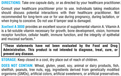 XYMOGEN Xcellent A 3000–10,000 IU Vitamin A (Retinyl Palmitate) - Immune & Skin Support, 60 Capsules Pack of 2