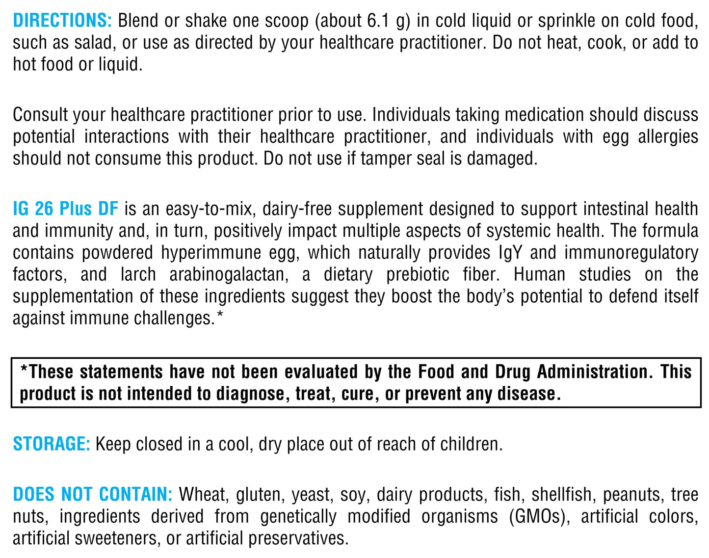XYMOGEN IG 26 Plus DF - Dairy Free Immunoglobulin Powder + IgY Max (Vanilla)