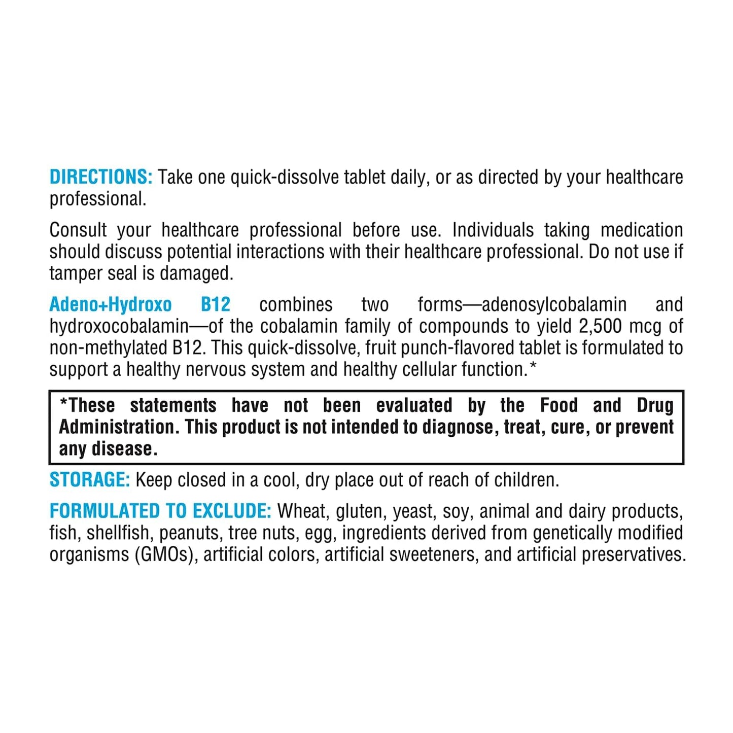 XYMOGEN Adeno+Hydroxo B12 (2,500 mcg) – Quick-Dissolve Lozenges for Cognitive Support
