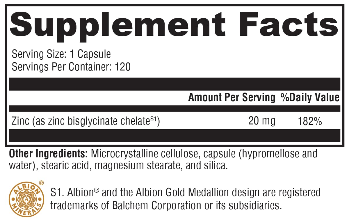 XYMOGEN Chelated Zinc Glycinate 20mg | Immune & Reproductive Support