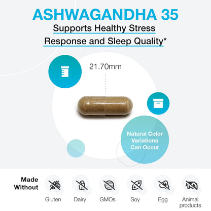 XYMOGEN Ashwagandha 35% Withanolide Glycosides – Purified Root+Leaf Extract (60 Capsules)