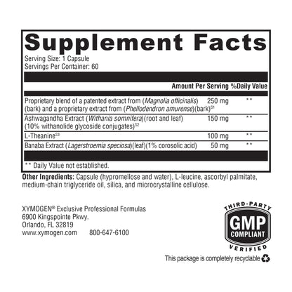 XYMOGEN Cortisolv Cortisol Supplement – Ashwagandha & L-Theanine for Energy, Relaxation & Clarity (60 Capsules)