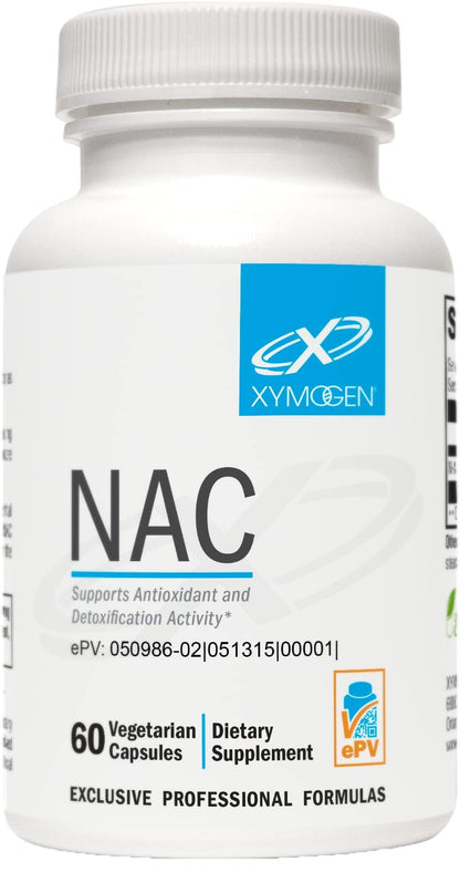 XYMOGEN NAC N-Acetyl-Cysteine 600mg – Cardiovascular, Antioxidant & Liver Detox Support | Non-GMO NAC Supplement (60 Capsules)