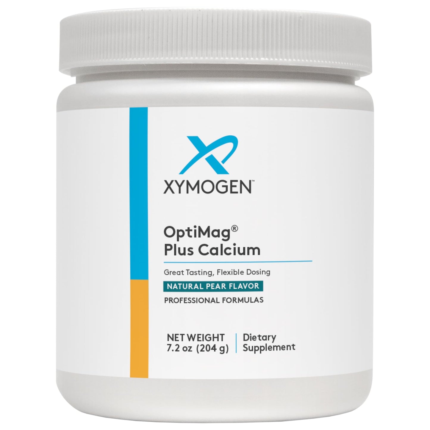 XYMOGEN OptiMag Plus Calcium – Pear Flavor Magnesium Powder (7.2 oz) | Calm, Mood, Bone & Muscle