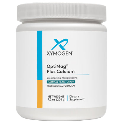 XYMOGEN OptiMag Plus Calcium – Pear Flavor Magnesium Powder (7.2 oz) | Calm, Mood, Bone & Muscle