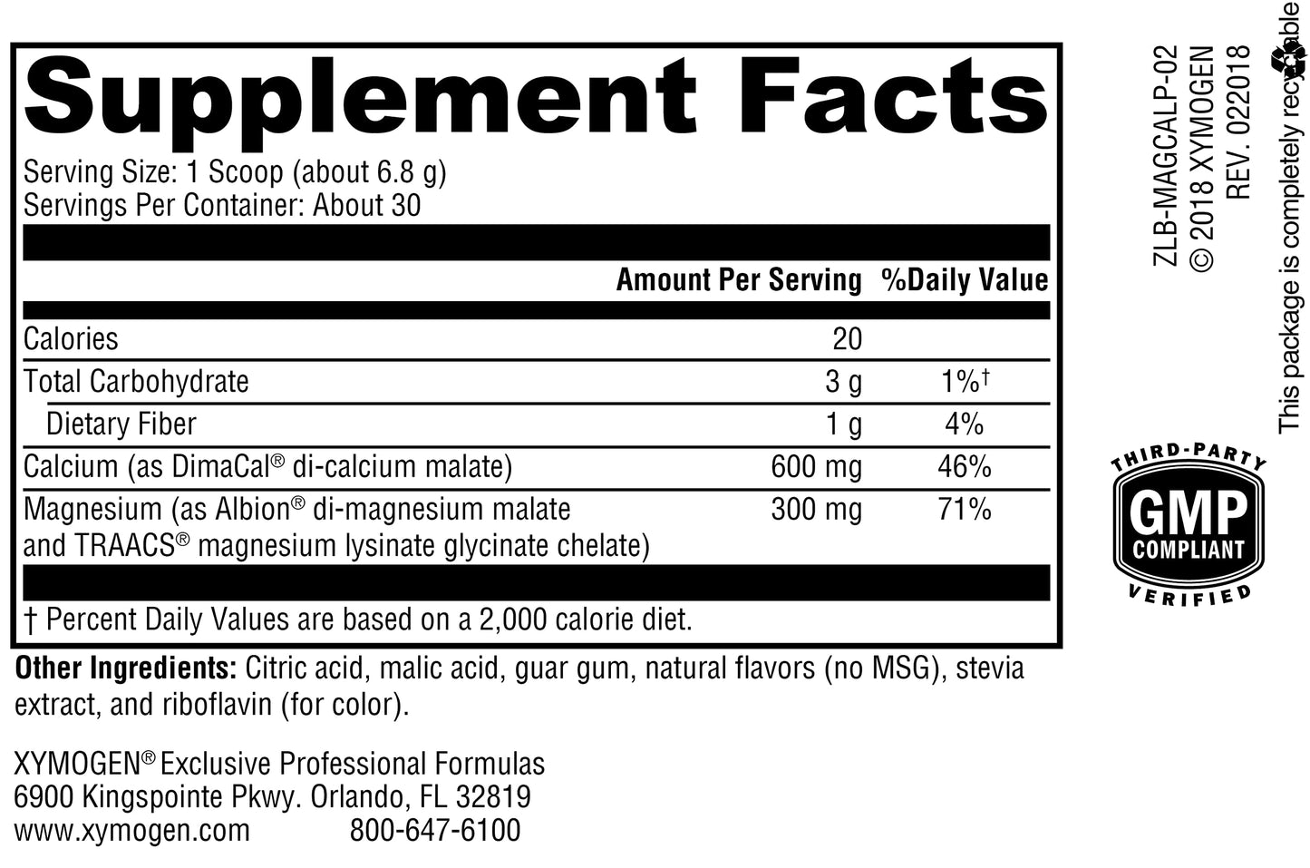 XYMOGEN OptiMag Plus Calcium – Pear Flavor Magnesium Powder (7.2 oz) | Calm, Mood, Bone & Muscle