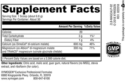 XYMOGEN OptiMag Plus Calcium – Pear Flavor Magnesium Powder (7.2 oz) | Calm, Mood, Bone & Muscle