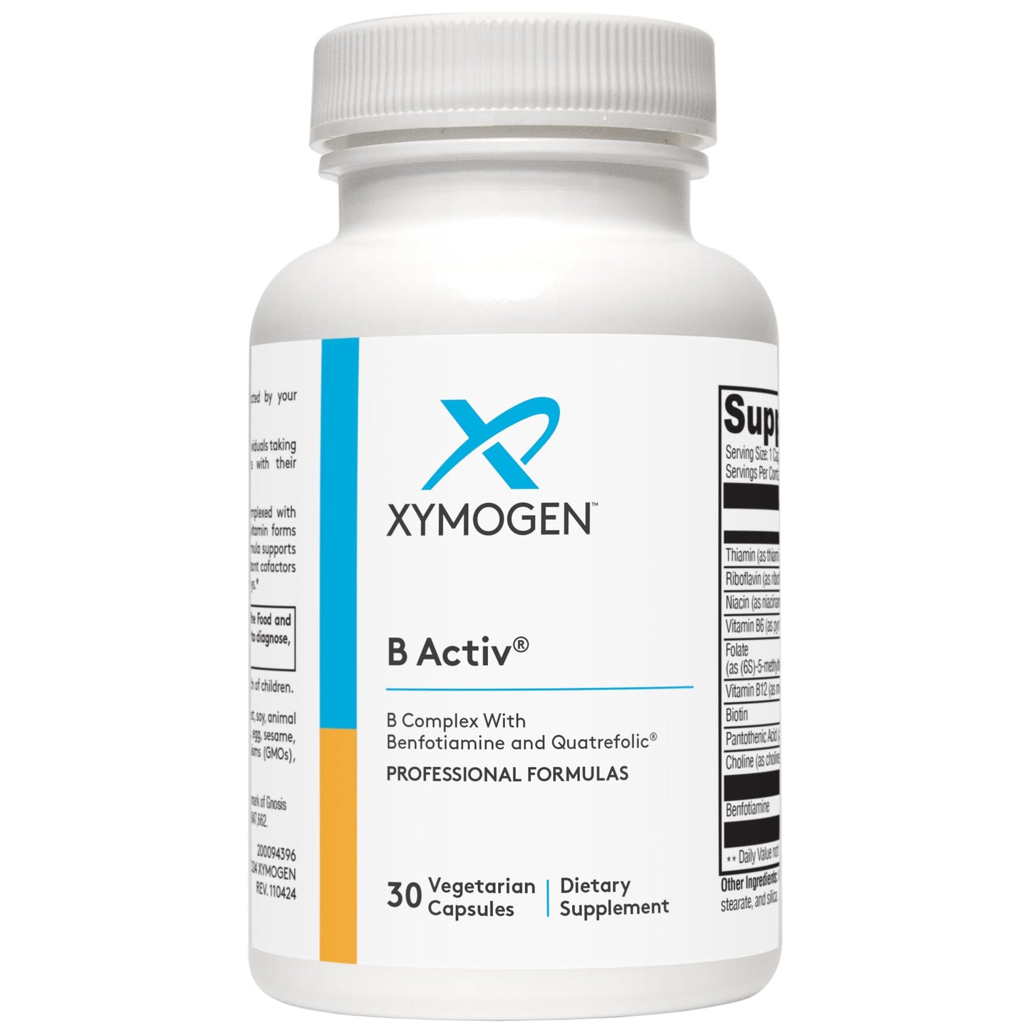 Xymogen Vitamin B Complex - B Activ - Activated B Vitamins with Benfotiamine and Quatrefolic - Support Adrenal and Immune Function + A Healthy Cardiovascular and Nervous System (30 Capsules)