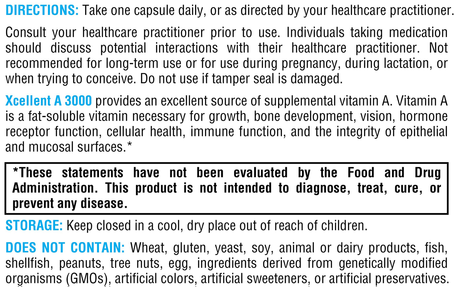 XYMOGEN Xcellent A 3000 - 10,000 IU Vitamin A (Retinyl Palmitate) - 60 Capsules