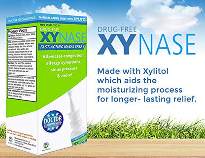 Xynase® Natural Saline Nasal Spray with Xylitol (0.75 fl oz) – Gentle, Drug-Free Relief for Congestion