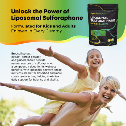 Xyro Research Liposomal Sulforaphane Gummies – 150mg Broccoli Sprout Extract | Vegan, Non-GMO, Sugar-Free