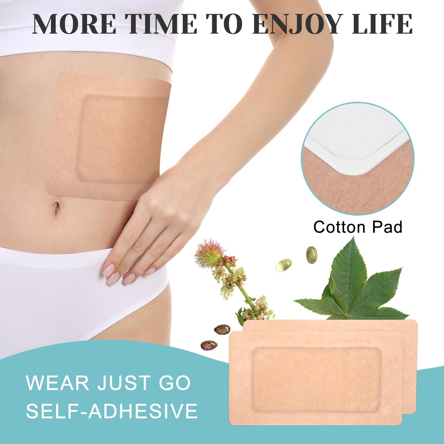 20Pcs Disposable Castor Oil Packs for Stomach – 11.8 x 6.3 in Self-Adhesive Belly Wraps | Xyulaan