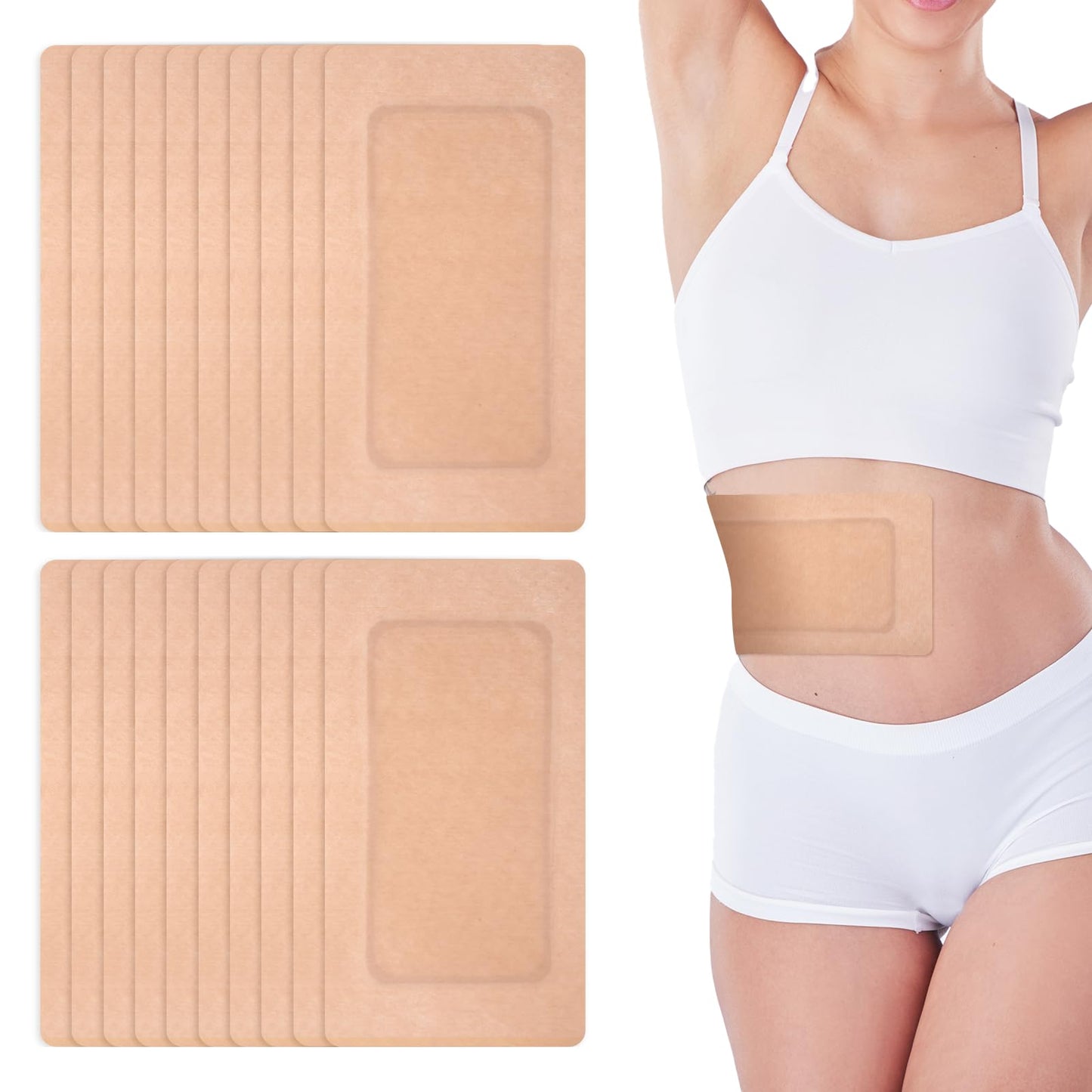 20Pcs Disposable Castor Oil Packs for Stomach – 11.8 x 6.3 in Self-Adhesive Belly Wraps | Xyulaan