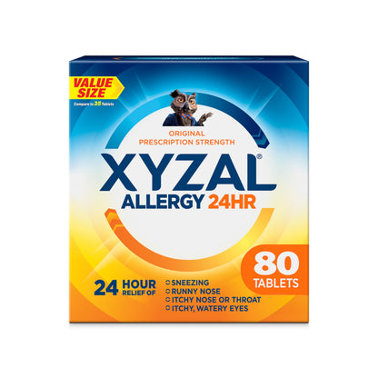 Xyzal 24 Hour Allergy Relief Medicine - Original Prescription Strength Antihistamine (Levocetirizine Dihydrochloride) 5 mg, 80 Count