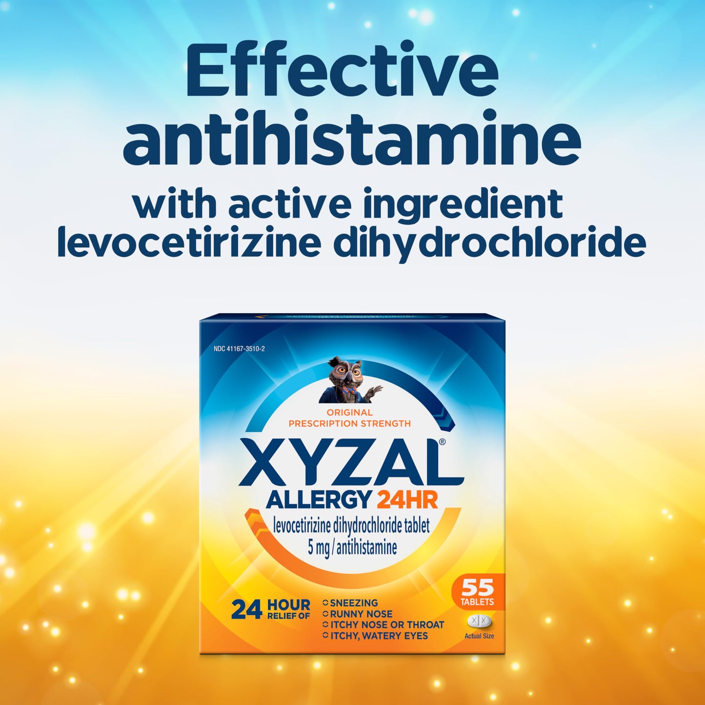 Xyzal 24 Hour Allergy Relief Medicine — Original Prescription Strength Antihistamine, 5 mg, 55 Count
