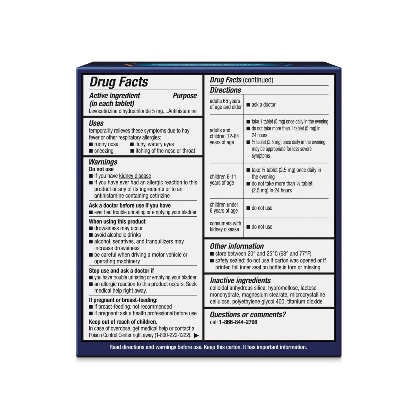 Xyzal 24 Hour Allergy Relief Medicine - Original Prescription Strength Antihistamine (Levocetirizine Dihydrochloride) 5 mg, 80 Count