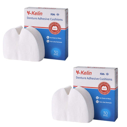 Y-Kelin Denture Adhesive Cushions - Upper Adhesive-Free Pads (60 Strips)