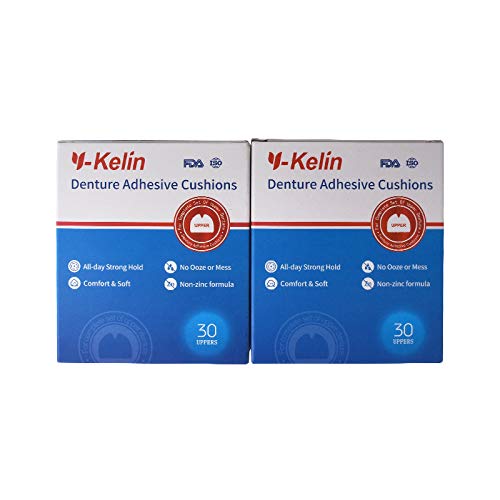 Y-Kelin Denture Adhesive Cushions - Upper Adhesive-Free Pads (60 Strips)