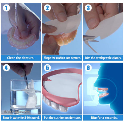 Y-Kelin Denture Adhesive Cushions - Upper Adhesive-Free Pads (60 Strips)