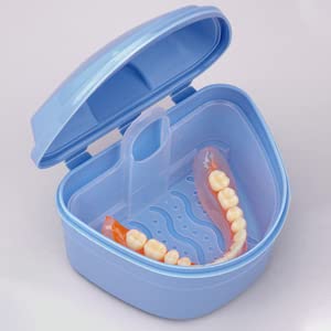 Y-Kelin Denture Cleaner Kit – Denture Cleaning Box and Dual-Head Brush (Blue)