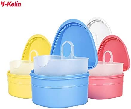 Y-Kelin Denture Cleaner Kit – Denture Cleaning Box and Dual-Head Brush (Blue)
