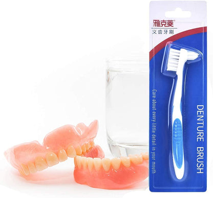 Y-Kelin Denture Cleaner Kit – Denture Cleaning Box and Dual-Head Brush (Blue)