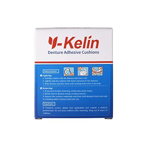 Y-Kelin Denture Adhesive Cushions Uppers & Lowers - Non-Chemical, Adhesive-Free Denture Pads (60 Strips)