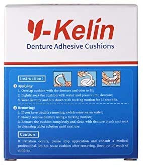 Y-Kelin Lower Denture Adhesive Cushions – Adhesive-Free Pads for Sore Gums (60 Strips)