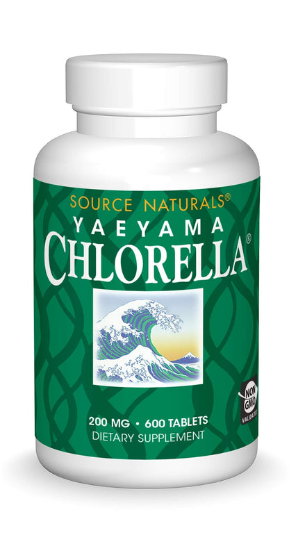 Source Naturals Yaeyama Chlorella Green Superfood with Plant-Based B12* - 200 mg, 600 Tablets